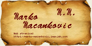 Marko Macanković vizit kartica